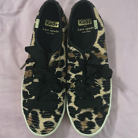 Like new! Keds x Kate Spade leopard Print Sneakers. Black and tan. Size: 6.5 - Picture 1 of 4